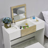 Modern White Dressing Table Stool Makeup Desk Flip up Drawer Mirror Vanity Set
