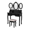 Dressing Table,3 Mirror & Stool Set (7 Drawer) Bedroom vanity Makeup Desk Black