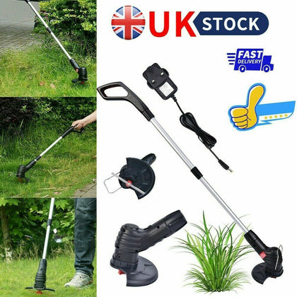 Electric Cordless Grass Trimmer Garden Weed Strimmer Cutter Rechargeable Tool UK