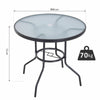 Outsunny Outdoor Round Dining Table Tempered Glass Top w/ Parasol Hole 80cm