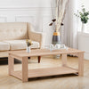 2 Tier Wooden Rectangular Coffee End Table Shelf Cocktail Table Living Room