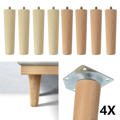4 x Wooden Table Legs Tapered Pine Beech Ash Table Chair Stool Chest Sofa 4 Size