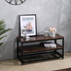 Industrial Table TV Stand Cabinet w/ Storage & 2 Shelves Metal Frame Living Room