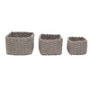 Set of 3 Paper Rope Storage Boxes Gift Hamper Bedroom, Bathroom Baskets Grey