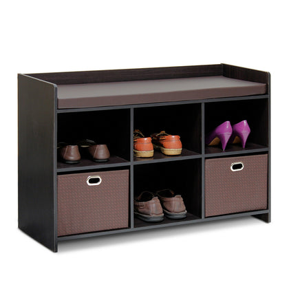 Furinno 13138EX/EX/BR Econ Storage Bench with Comfy Cushion