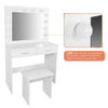 Modern Dressing Table Stool Vanity Set Makeup Desk w/ LED Light Mirror & Drawers