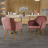 Modern 2X Dining Chairs Velvet Grey/ Pink Restaurant Kitchen chairs Brass Legs UK