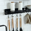 Metal Kitchen Organiser Hanging Shelf Pots Spices Rack Storage Holder w/ 6 Hooks