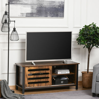 Industrial TV Stand Media Console Table Unit Cabinet Steel Frame Sliding Doors