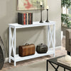 Vintage Console Table X-design Wooden Hall Desk Side End Table W/ Shelf White