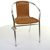 Tan Bistro Chair Wicker Chrome Aluminium Outdoor Garden Patio Seating Stacking