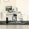 Grey Corner Desk L Shaped Storage Computer Table White Home Office Furniture