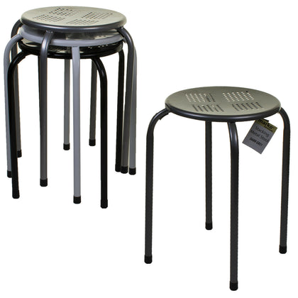 Metal Stool Stacking Dining Living Room Kitchen Breakfast Seating Stackable Seat