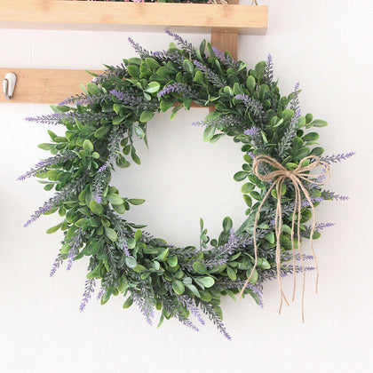 Artificial Lavender Flower Wreath Door Hanging Garland Wedding Home Spring Decor
