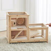 Wooden Hamster Cage Mice Rodents Hutch Small Animal Playing Runing House 2 Level