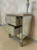 Georgia Luxe Champagne Gold Mirrored 2 Drawer Bedside Cabinet Chest Lamp Table