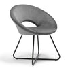 BTFY Grey Velvet Accent Chair w/ Metal Legs | for Bedroom, Dining & Living Room