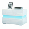 High Gloss Bedside Table Nightstand Cabinet Chest of 2 Drawer RGB LED Light Lamp