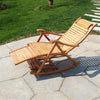 Noise Free Bamboo Rocking Chair Sun Lounger Stable Foot Headrest Indoor Outdoor