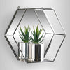 NEW Silver Hexago Mirror Shelf Metal Wire Wall Shelf Home Decor Storage Floating