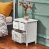 Bedside Table Unit Cabinet Wicker Basket Nightstand 3 Drawer Storage Bathroom