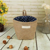 Retro Jute Cotton Lining Sundries Basket Mini Desktop Storage Bags Hanging Bag