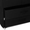 Canvas Wardrobe With Clothes Hanging Rail Shelves Drawers Storage Cupboard Black