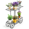 Metal Garden Cart Stand 6 Tier Flower Pot Plant Holder Home Patio Display Rack
