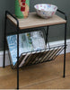 Retro Magazine Rack Side Table Metal Wire Wooden Top Effect Storage Home Decor