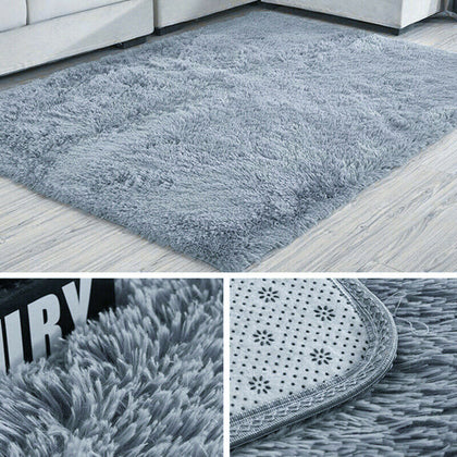 LARGE SOFT SHAGGY FLOOR AREA RUG FLUFFY ANTI-SKID BEDROOM HOME CARPET FLOOR MAT