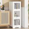 White Bookcase 3 Tier Storage Display Shelving Unit Cabinet Clear Acrylic Door