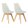 2 x Dining Chairs Beech Wood Legs Pair of Tulip Design Furniture Set of in White