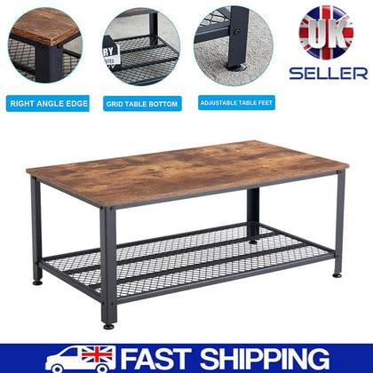 Rectangular Coffee Table Metal Legs Home large Storage Living Room Furniture UK