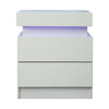 2 Drawers Bedside Table LED Nightstand High Gloss Modern Bedroom Chest Cabinets
