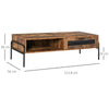 Industrial Coffee Table with Drawer and Open Storage Compartment Living Room