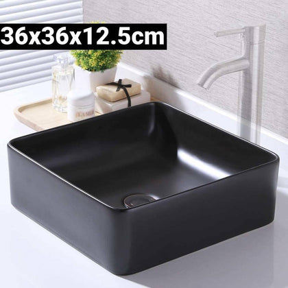 Matte Black Bathroom Basin Sink Ceramic Bowl Vanity Counter Top Cloakroom