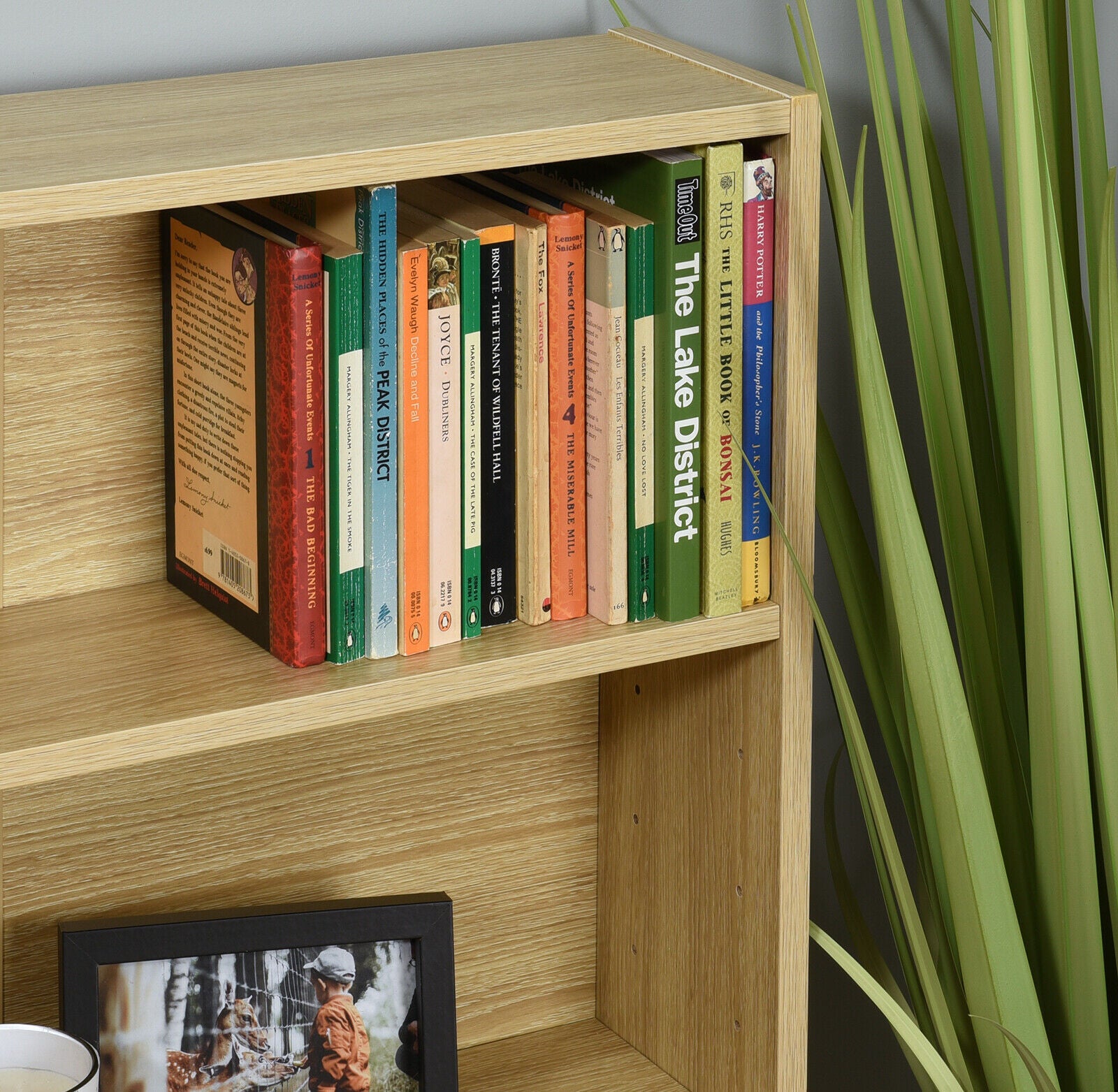 Hartleys 3 Tier Oak Effect Wooden Freestanding Bookcase Bookshelf Stor