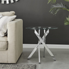 Modern Clear Glass Round Dining Table With Chrome Cross Legs Kitchen Furniture