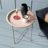 Portable Folding Coffee Side Console Table Round Metal Tray Top Night Stand UK