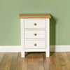 Set of 2 White Bedside Cabinets Bedroom Tables Solid Wood 3 Drawers with Oak Top