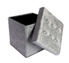 Silver Crushed Velvet Diamante Ottoman Storage Heart Stool Footstool box