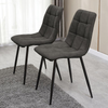 Set of 2 Dining Chairs Faux Leather Cushion Metal Legs Kitchen Deep Grey Modern