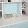 Wood Wall Computer PC Table Desk with Shelves Bookcase White,