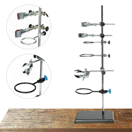 60cm Laboratory Iron Stand Support Chemistry Lab Flask Condenser Clamp Clip Set