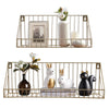 2Pcs Floating Shleves Wall Mounted Bathroom Gold Shower Basket Kitchen Storage