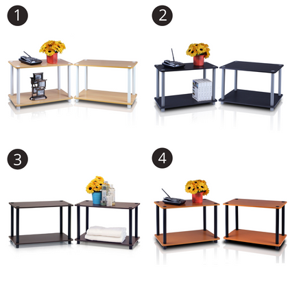 Furinno Turn-N-Tube 2-Tier No Tools Tube Shelf/End Table, 2 Pcs Set