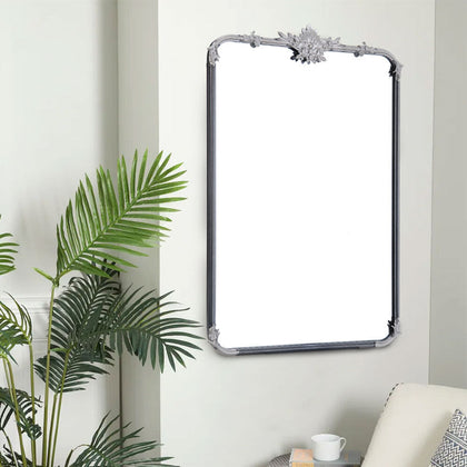 Large Ornate Garden Mirror Rustic Metal Frame Indoor Outdoor Arch Floral Decor