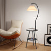 Floor Lamp with Table Tripod 2-Tier Side Table Standing Lamp Pleated Lampshade