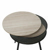 Small Industrial Side Table with Storage Black Round Bedside Coffee Tea Snack