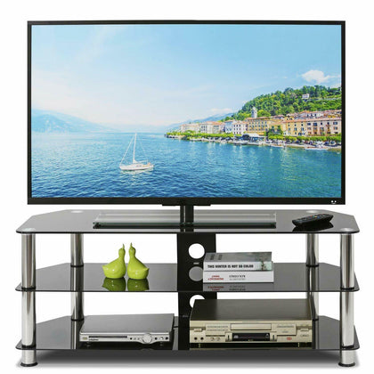 25-55'' TV Stand Table Unit with Swivel Mount Bracket Cantilever Tempered Glass